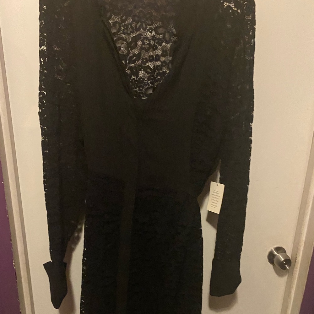 Black eloquii lace midi evening dress